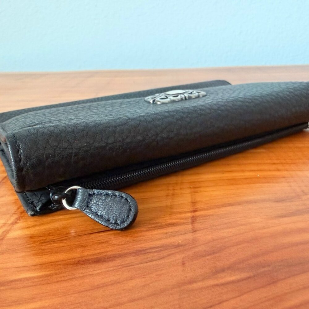 Fossil Genuine Leather Vintage Trifold Black Women's Wallet - Picture 5 of 9